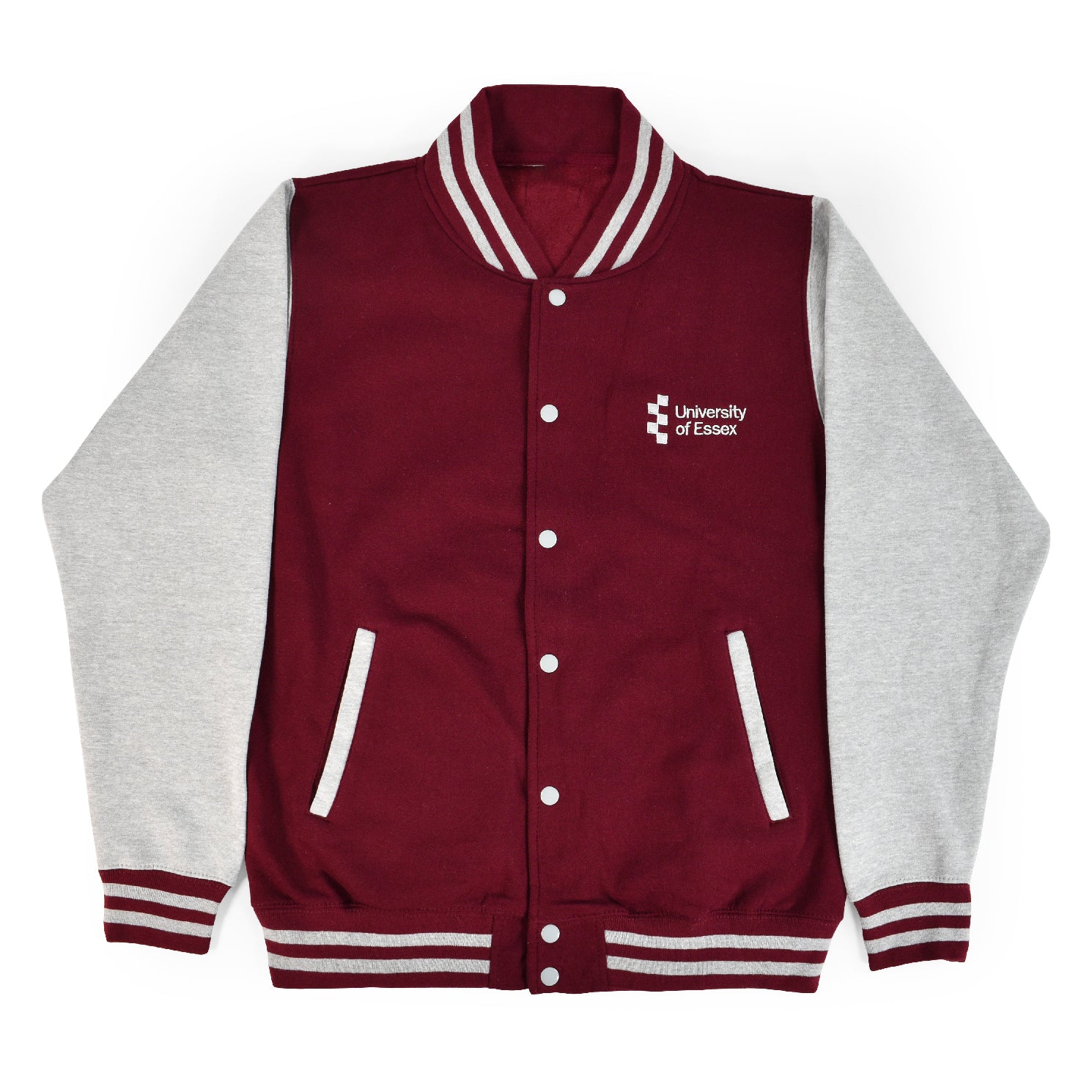 Varsity Jacket - Burgundy/ Heather Grey Sleeves – Essex SU Shop